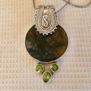 Large silver/semiprecious stones pendant